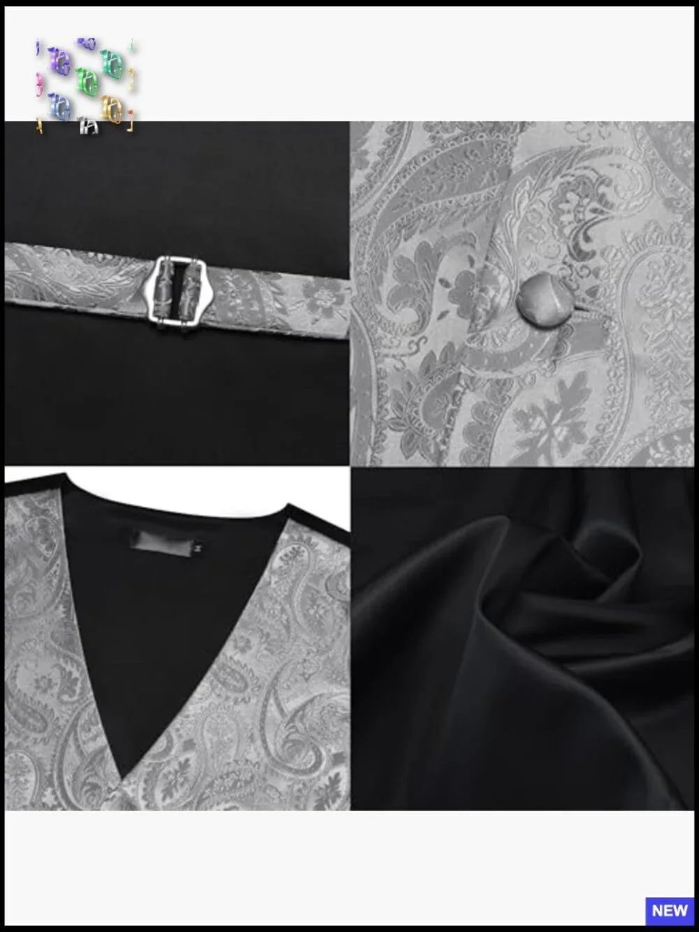 Men's V-Neck Suit Vest Formal Paisley Jacquard Waistcoat Set Elegant Wedding